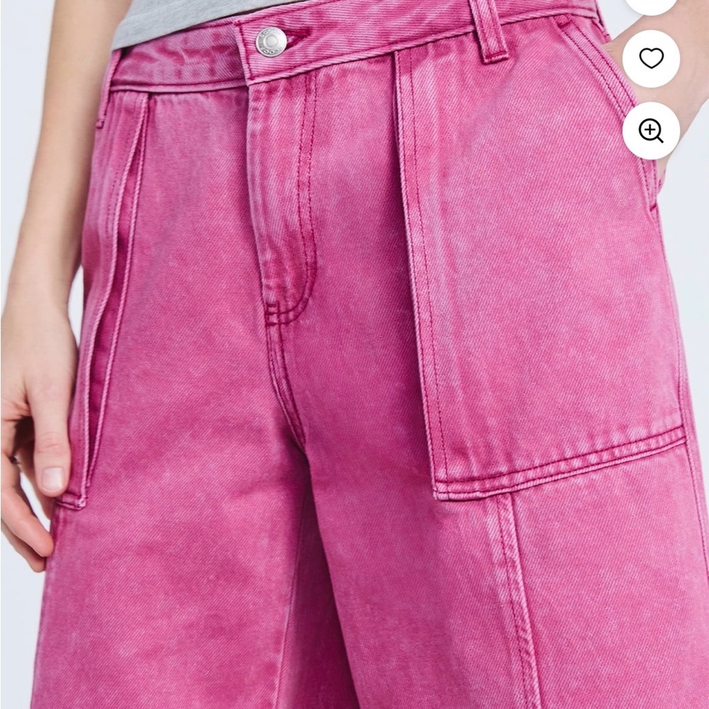 Scoop Women’s Slouchy Wide Leg Jeans with Front Utility Pockets, SZ 8